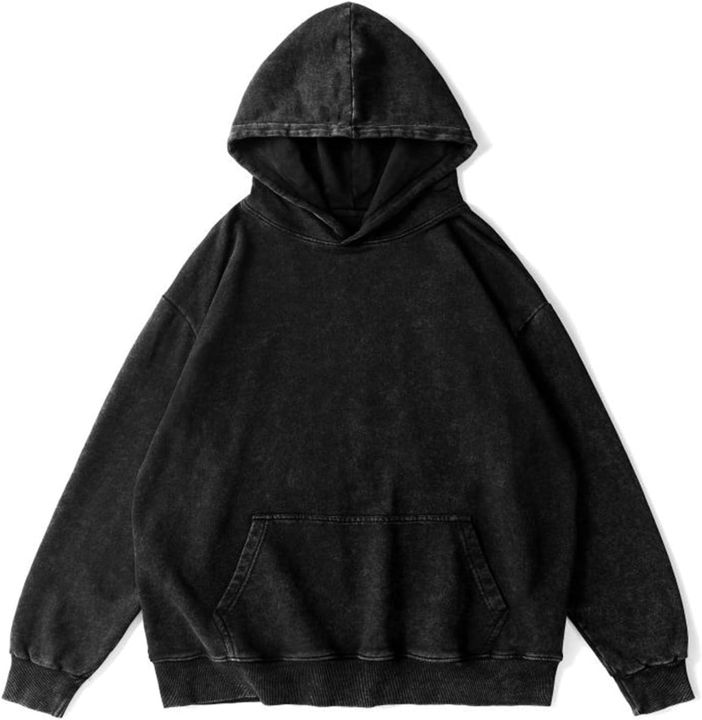 Oversized Hoodie Men Vintage Cotton Casual Hooded Sweatshirt Trendy Baggy Basic Hoodies Retro Pullover Streetwear