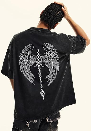 Men's Y2K Acid Wash Gothic Graphic T-Shirts Skull Print Vintage Oversized Washed Tees Grunge Clothes