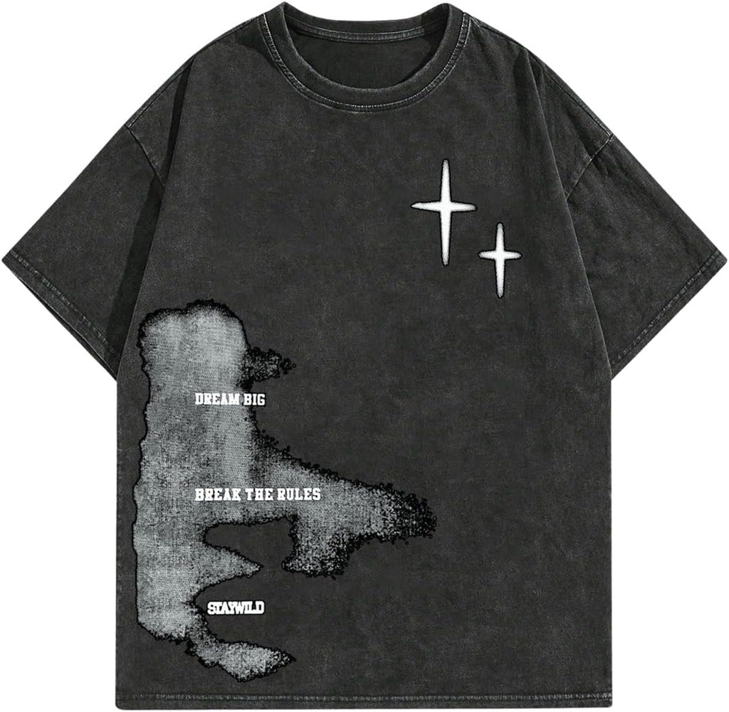 Men's Letter Graphic Drop Shoulder T Shirts Casual Round Neck Tee Top