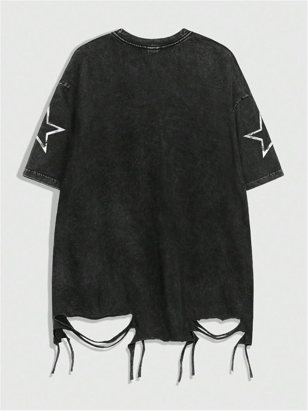 Men Ripped Graphic Tees Short Sleeve Drop Shoulder Grunge Punk Oversized Tshirts Emo Scene Clothes Streetwear