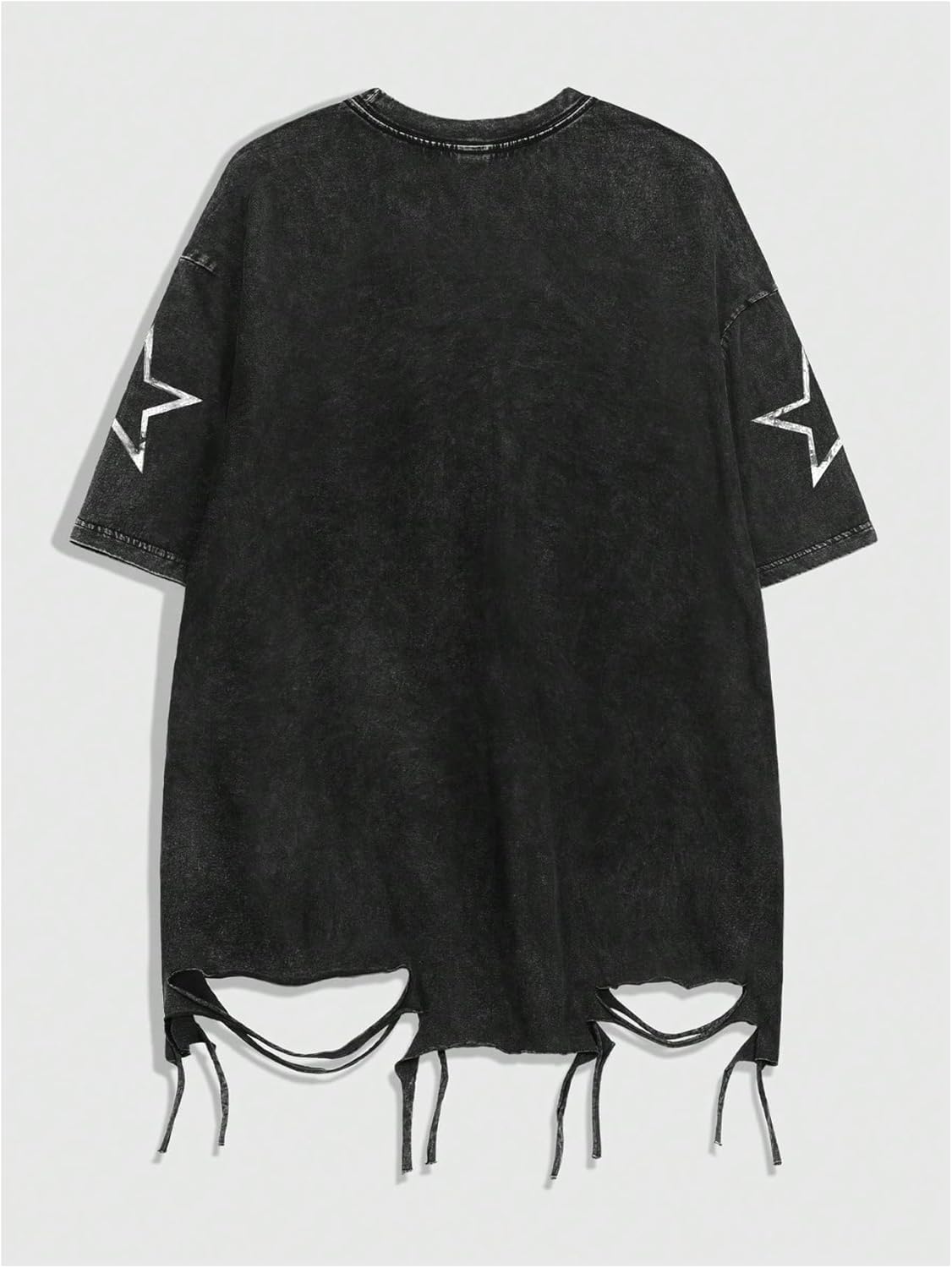 Men Ripped Graphic Tees Short Sleeve Drop Shoulder Grunge Punk Oversized Tshirts Emo Scene Clothes Streetwear