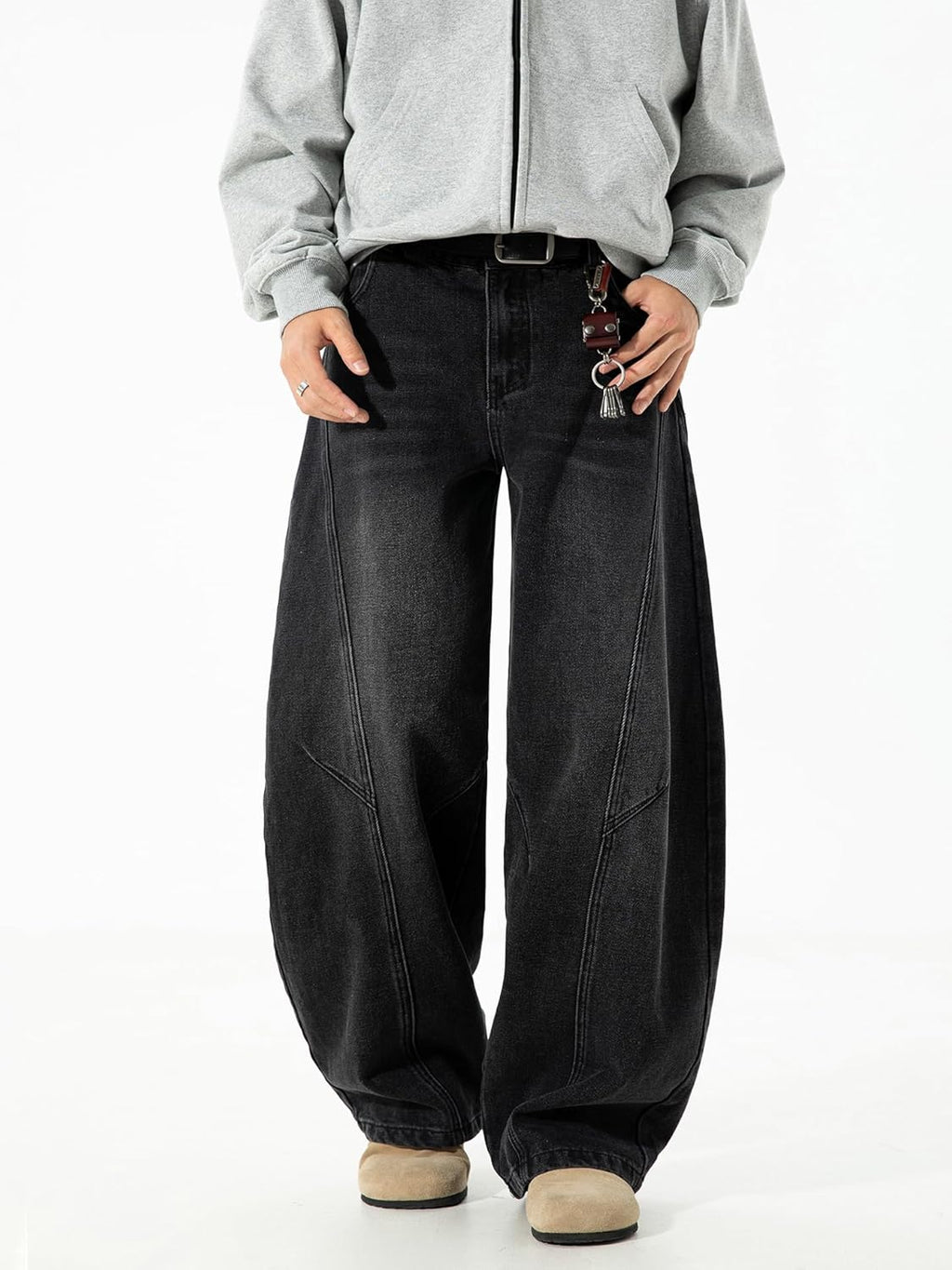 Baggy Hip Hop Jeans for Men Wide Leg Skater Denim Pants Casual Loose Fit Long Trousers