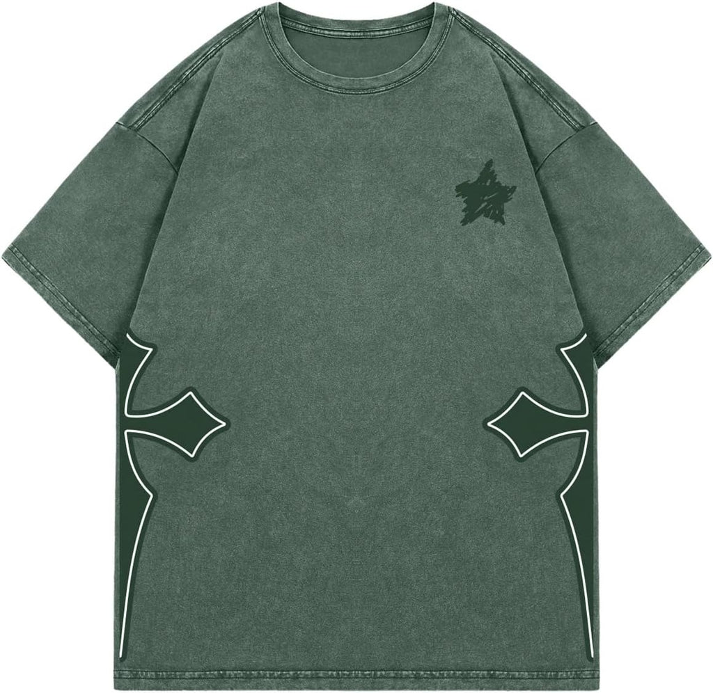 Men's Goth T Shirt Y2k Graphic Tees Short Sleeve Crewneck Vintage Streetwear Shirts